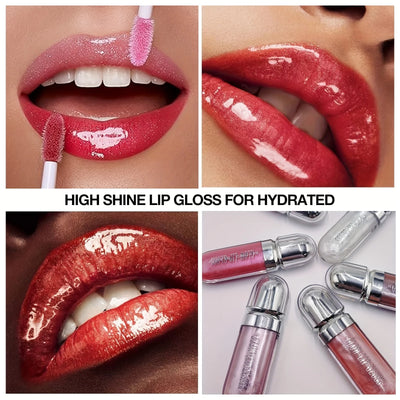 Beauty Moisturizing Lip Gloss with Shimmer - Hydrating Liquid Lip Shine Oil for Adult, Nourishing 3D Effect, Long-Lasting