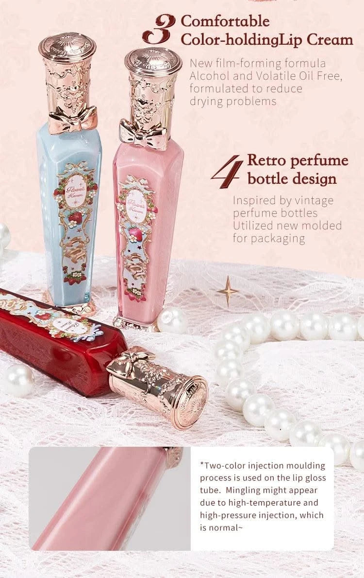 Beauty Glazed  Mirror Flower Lip Gloss  Lipstick Strawberry Rococo Collection Little Angel Lip Cream Lipstick 3.5g