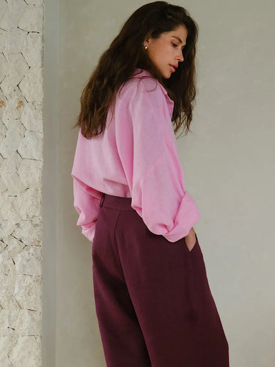 Fashion Loose Blouses Spring Urban Women's Linen Shirt Long Sleeve Turn Down Collar Top Vintage Cotton Linen Shirts for Women