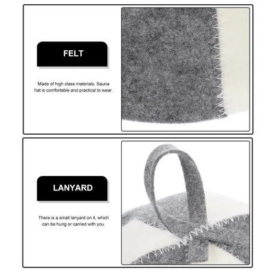 Sauna Hat Felt Bath Cap Reusable Shower Hat Breathable Bathroom Caps Sauna Room Household Bathing Hair Cover Gray White Six