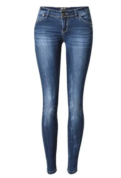 Women's Tight Denim Pencil Pants, Low Waisted Jeans, Tied Dyeing Women Jeans