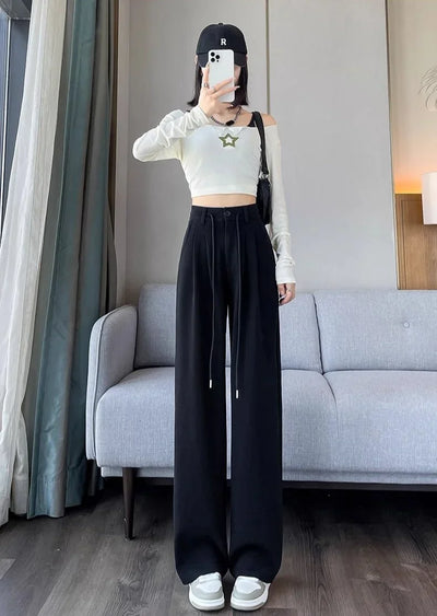 Wide Leg Pants for Women Long Cotton Woman Trousers Y2k Streetwear Trends 2024 One Size All Medium Original Xxl New In Elastic G