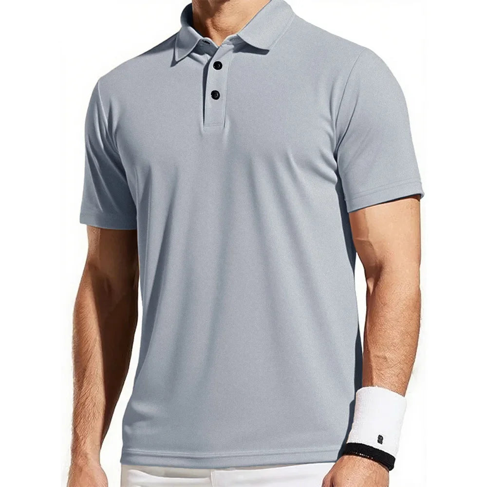 Men's Short Sleeve Polo Shirts Summer Trendy Breathable T-shirt Solid Color Casual Loose Basic Top Men Polos Shirts Streetwear