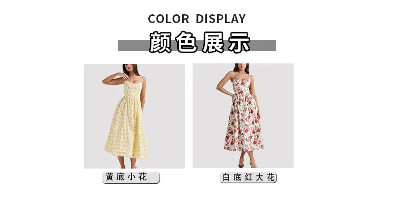 Elegant floral prints Dresses for summer women's dresses 2024 New Skinny Sexy Backless SLeeveless High Waist Maxi Sling Dress