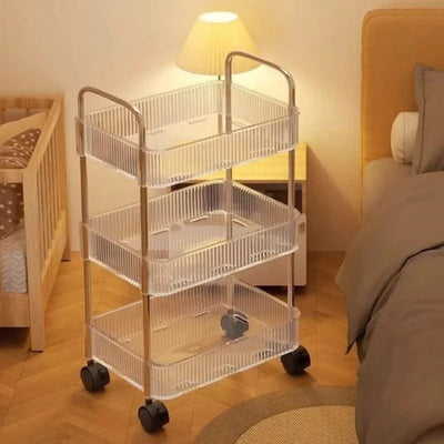 Acrylic Trolley with Wheel Multilayer Transparent Storage Rack Living Room Snack Storages Shelf Bathroom Mobile Shelf Home Items