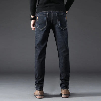 Men's Jeans Straight Leg Loose Elastic Business Casual Daily Versatile Men's Denim Pants 2025 New Outer Wear Men's Jeans Can Be Worn in All Seasons
