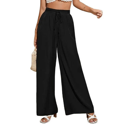 Women's Wide Leg Pants High Waist Casual trousers Solid Color Elastic Waist Tie Belt Loose Sweatpants gym pantalones de mujer