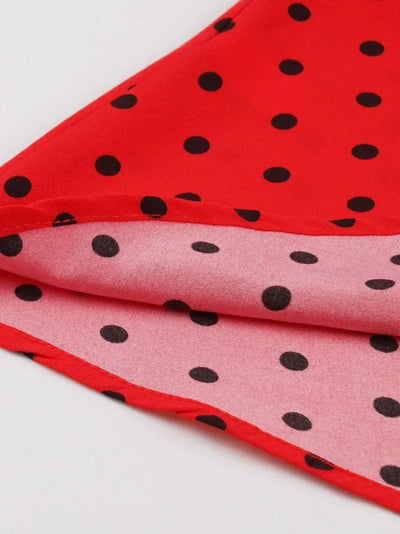 2025 New Women Party Dress Dot Print Sleeveless A Line 50s Evening Gowns Red A-line Tight Waist Prom Banquet Summer Midi Dress - Elanique