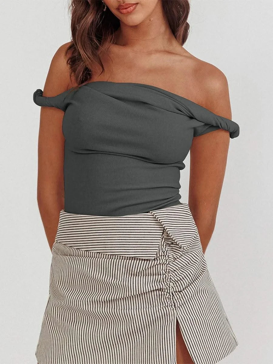 Women Twisted Off Shoulder Tank Tops
