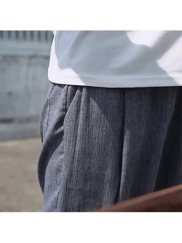 Men's Cotton and Linen Trousers Harem Pants Cuffed Fashion Trousers Linen Slim Pants Beach Pants Joggers Streetwear Loose Pants