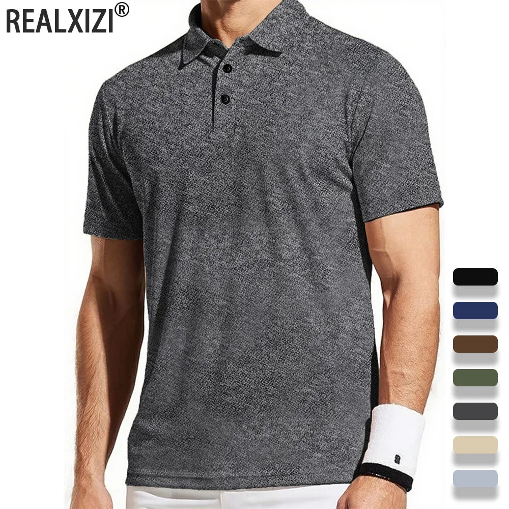 Men's Short Sleeve Polo Shirts Summer Trendy Breathable T-shirt Solid Color Casual Loose Basic Top Men Polos Shirts Streetwear