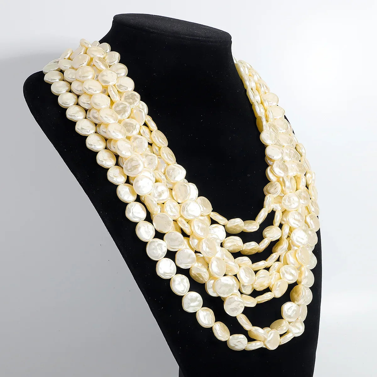 Luxury Exaggerated Multi-layer Pearl Necklace Women Romantic Elegant Baroque Long Chain Jewelry Accessories Bride Wedding Party