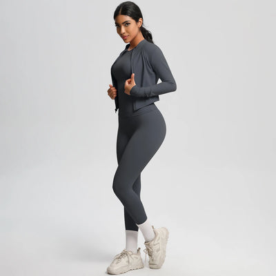 Women Sportswear Yoga Set Workout Clothes Athletic Wear Sports Gym Legging Fitness Top Long Sleeve Yoga Suit ﻿