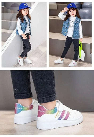 Children's Sports Shoes Non-slip New Tennis Shoes for Girls Fashion Boys Versatile Kids Causal School Running Sneakers Hook Loop