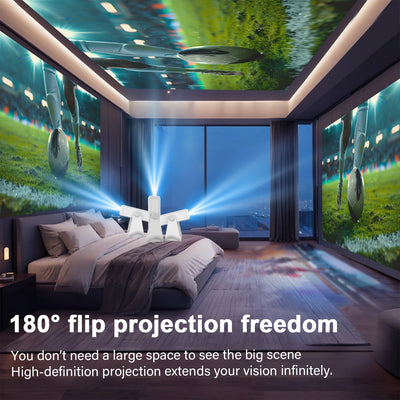 Portable Projector 4K Supported 1080P 8'' Touchscreen WiFi Bluetooth 180° Rotation USB HDMI Party UK EU US Plug Stunning Display