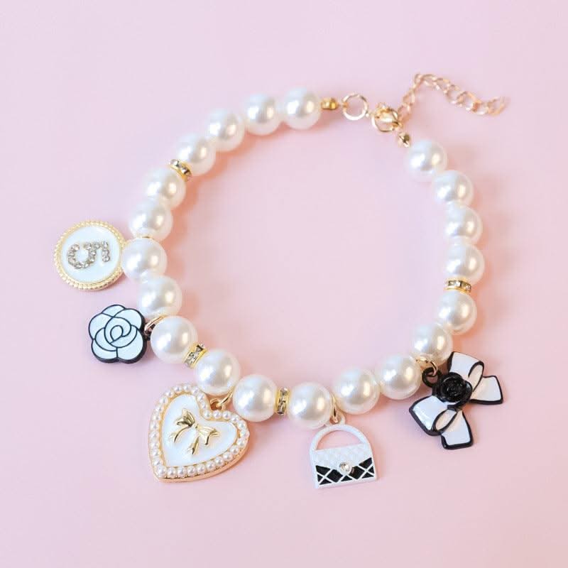 Pet Pearl Collar Little Cat Dog Love Pearl Necklace Cute Dog Jewelry Pet Accessories Puppy Necklace Bow Ties Dogs Pet Products