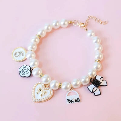 Pet Pearl Collar Little Cat Dog Love Pearl Necklace Cute Dog Jewelry Pet Accessories Puppy Necklace Bow Ties Dogs Pet Products