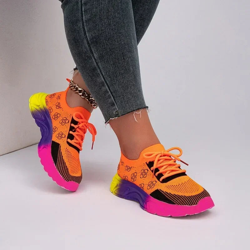 Women's Breathable Mesh Platform Shoes New Increase Height Chunky Sneakers for Women Tenis Outdoor Women's Casual Running Shoes
