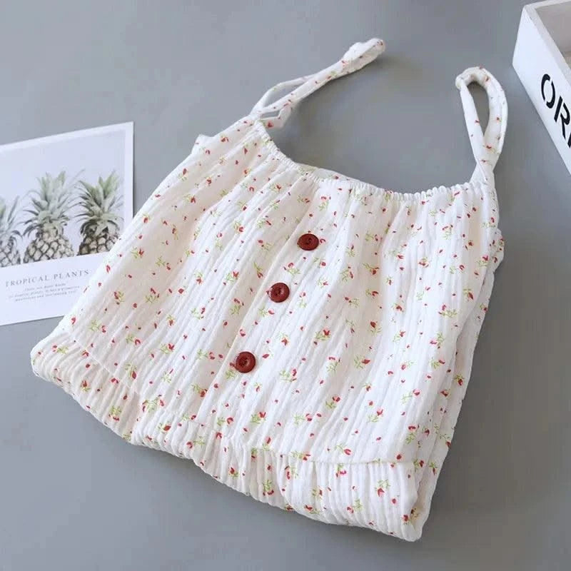 Summer Cotton Dresses Women 100% Crepe Nightgowns Ladies Gauze Comfortable Nightdress Suspenders Sleepwear For Women Home Wear