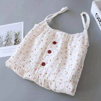 Summer Cotton Dresses Women 100% Crepe Nightgowns Ladies Gauze Comfortable Nightdress Suspenders Sleepwear For Women Home Wear