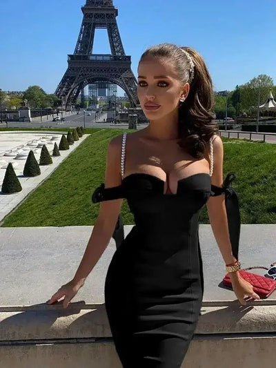 White Bandage Dress Women Midi Party Dress Bodycon Elegant Black Sexy Evening Birthday Club Outfits Summer 2024