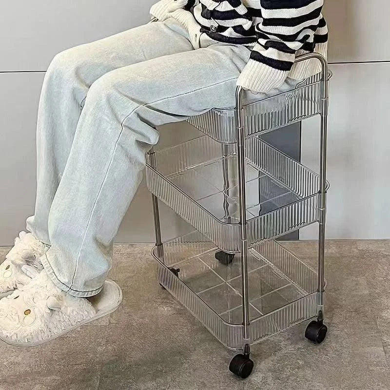 Acrylic Trolley Multilayer Transparent Storage Rack Living Room Snack Storages Shelf Bathroom Mobile Shelf with Wheel Home Items