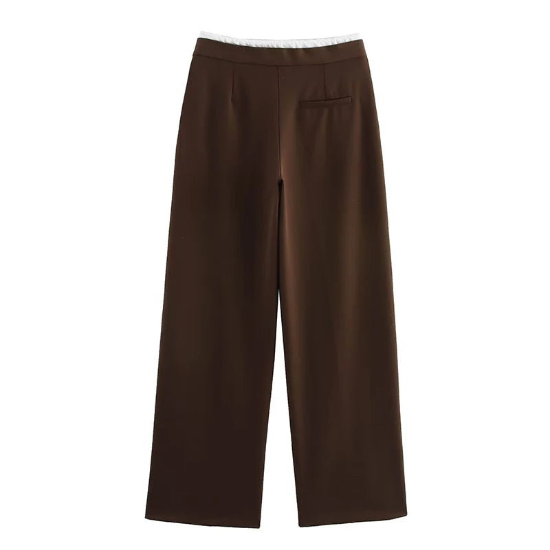 Wide Leg Pants For Women Straight Autumn Coffee Tie Up Casual Trousers Women Gray Loose Pants Ladies Black Trousers Office