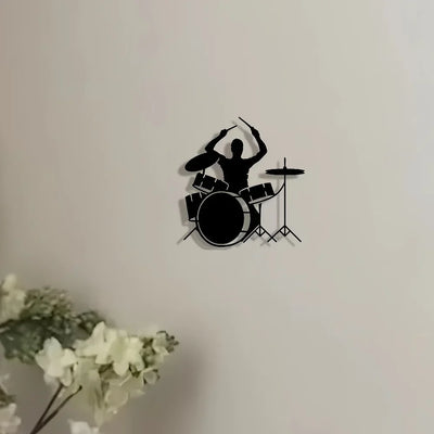 1pc wrought iron wall decoration for men playing drums, suitable for living room, bedroom, music room, suitable for music lovers