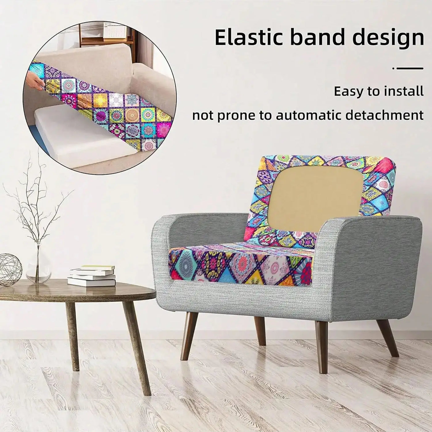 Outdoor Tropical Print Sofa Cushion Covers - Non-Slip Furniture Protectors, Replacement for Individual Seat Cushions