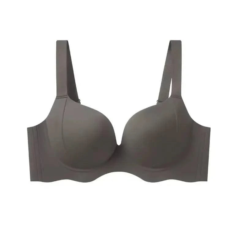 Wireless and Traceless Large Size Women's Underwear, Breast Collection, Anti-sagging, Simple Thin Mold Cup Bra, Stylish