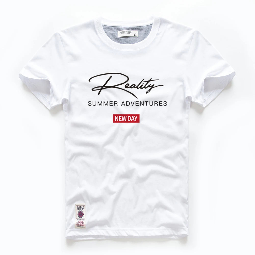Men's T-shirt Cotton White Blue T Shirt Men Autumn Summer Causal O-neck Basic Tshirt Male High Quality Classical Tops Designer