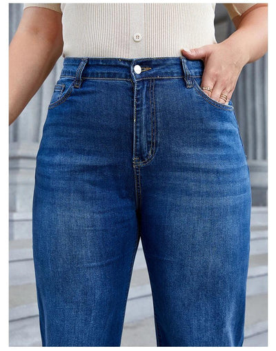 Plus Size Wide Leg Jeans for Women High Waist Baggy Women Jeans High Stretchy Straight Women Jeans Denim Pants Straight Loose