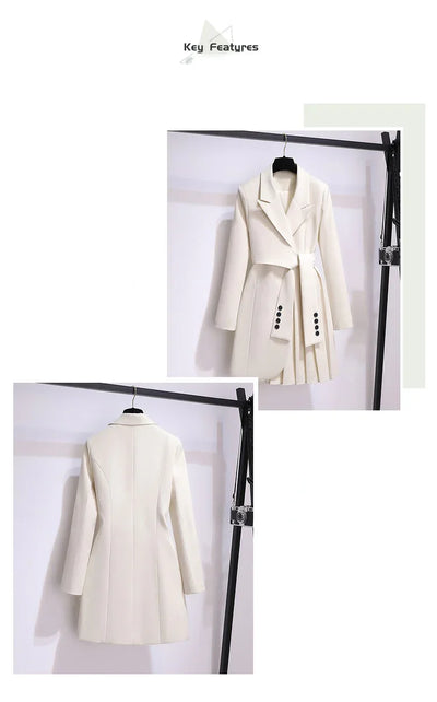 Blazer Women 2025 Spring New Fashion Women Clothing Suit Skirt Jacket Belt Waist Slim Suit Women Blazer Long Coat Black Blazers