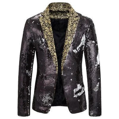 Men's Suit Shiny two-tone sequin shawl Collar suit Men's Wedding Groom Singer Dance Sequin Suit Jacket DJ Club Stage Men's suit