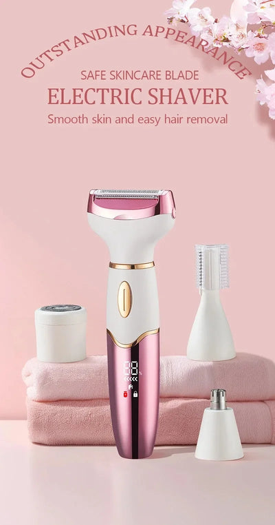 4 in 1 Women's electric epilators Hair trimmers for underarms, bikini, arms, legs, face and beard Portable and painless epilator