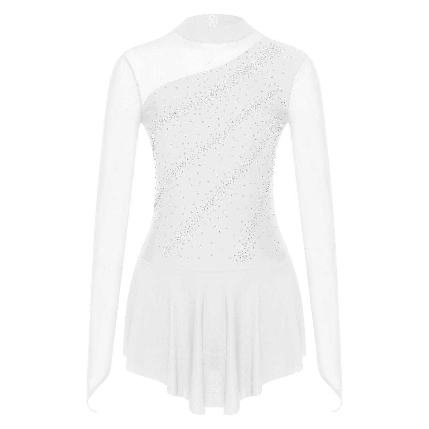 Women Modern Lyrical Dress Camisole Dance Costume Ballet Asymmetric High-Low Mesh Skirted Sleeveless Leotard Gymnastic Dancewear