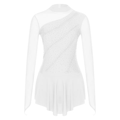Women Modern Lyrical Dress Camisole Dance Costume Ballet Asymmetric High-Low Mesh Skirted Sleeveless Leotard Gymnastic Dancewear
