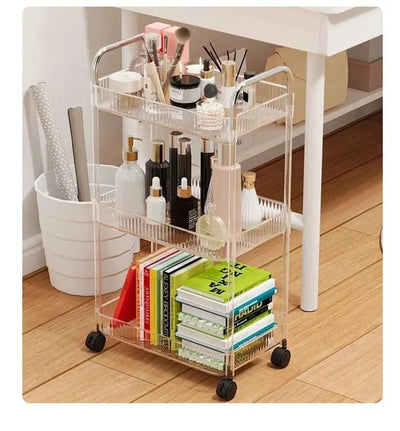 Acrylic Trolley Multilayer Transparent Storage Rack Living Room Snack Storages Shelf Bathroom Mobile Shelf with Wheel Home Items