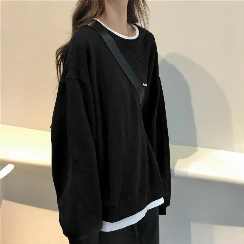 Women Sweatshirts Letter T-shirt Summer Korean Fashion Thin Chic Hoodie Shirt Long Sleeve Top Women's Loose Pullover Y2k Clothes
