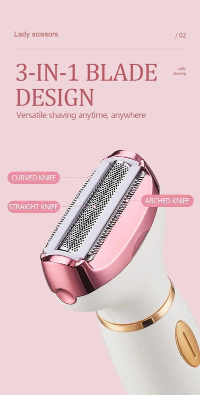4 in 1 Women's electric epilators Hair trimmers for underarms, bikini, arms, legs, face and beard Portable and painless epilator