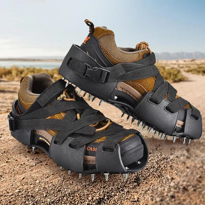 Crampons For Hiking Boots 32-Spikes Crampons Ice Cleats Traction Snow Grips Winter Ice Snow Grips Traction Cleats  For Walking
