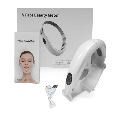 Red Blue Light Photon Therapy Facial Skin Tightening Massager EMS Microcurrent Face Lift Machine V Face Lifting Massage Belt