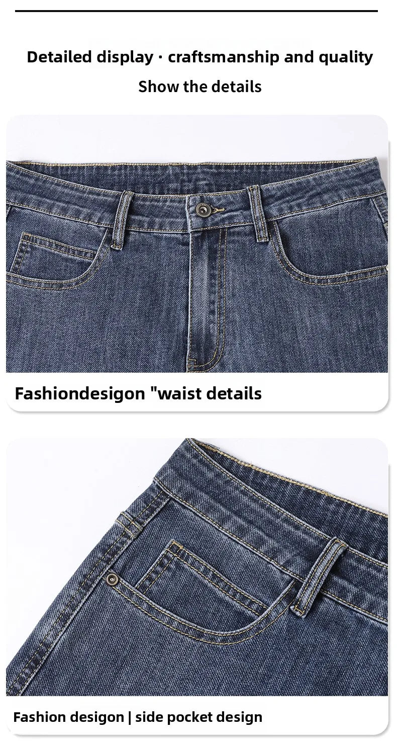 Men's Jeans American High Street Micro-flared Jeans Summer Slim Fashion Brand Pants Retro Washed Straight Pants 2025
