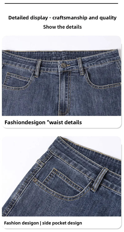 Men's Jeans American High Street Micro-flared Jeans Summer Slim Fashion Brand Pants Retro Washed Straight Pants 2025