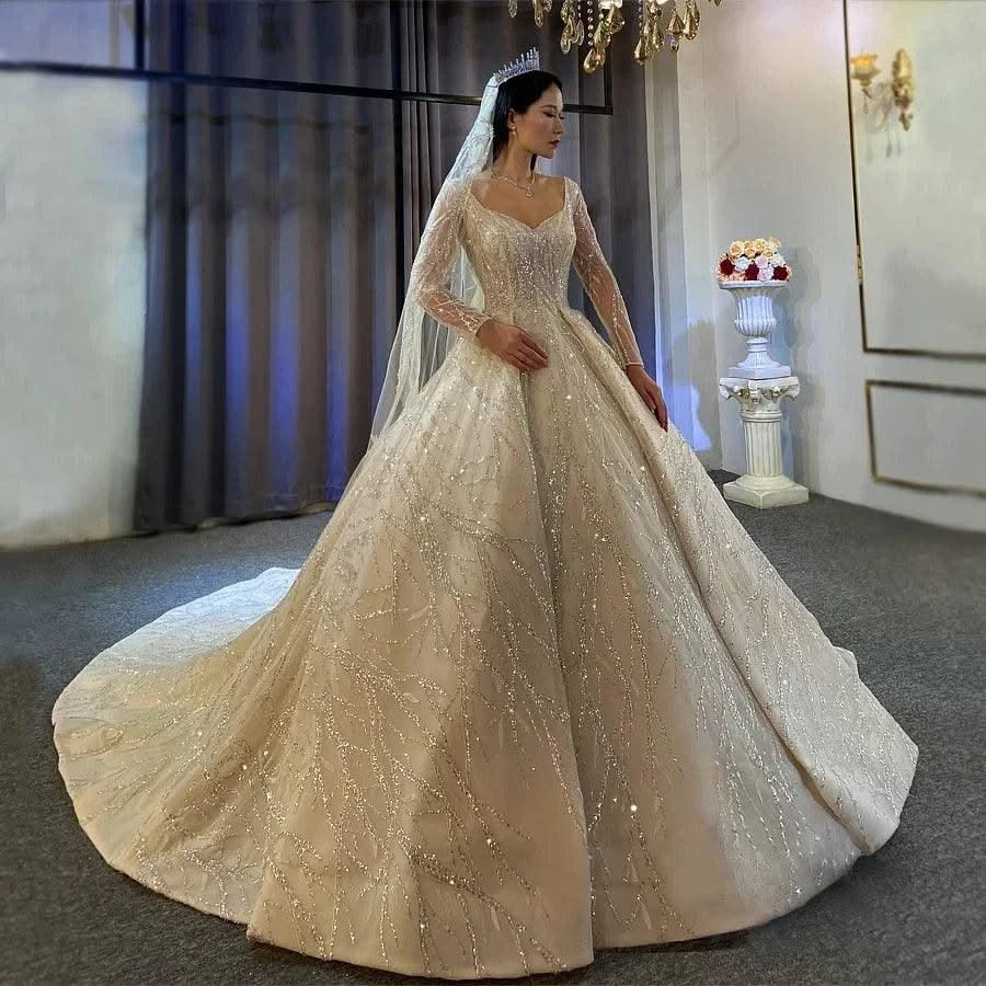 Customized wedding dresses O-Neck Sleeveless Robes Lace For Women