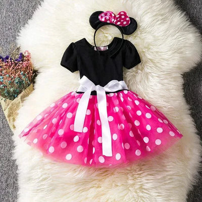 Cute Baby Girl Dress for 9M-4Yrs Children Summer Clothes Kids Minni Mouse Polka Dot Dress Girls Birthday Party Christmas Costume