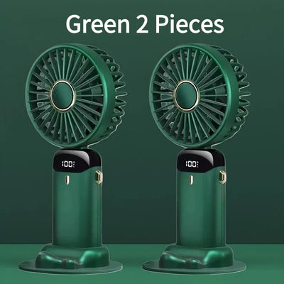 USB Handheld Mini Fan Foldable Portable Neck Hanging Fans 5 Speed USB Rechargeable Fan with Phone Stand and Display Screen