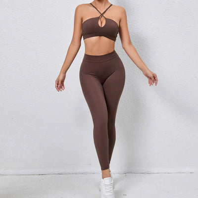 2PCS Athletic Wear Yoga Women's Tracksuit  Fitness Yoga Sets Sportswear Workout Bra+High Waist Leggings Gym Clothing Sports