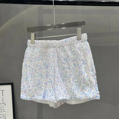 Hot Girl Y2k European and American Style Sequined Shorts Slim Fit Suede Embroidered Sequined Casual Hot Pants for Women