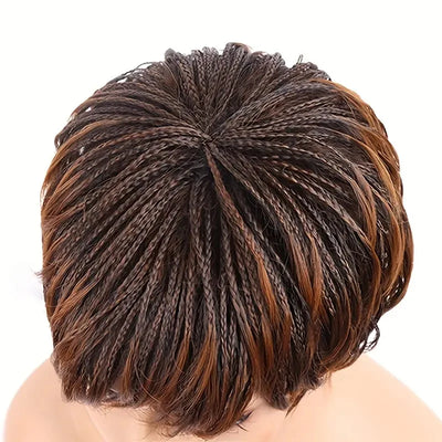 Women's Short Bob Wigs, Braided Wigs with Bangs, Synthetic Wigs for Everyday Wear Christmas Wigs